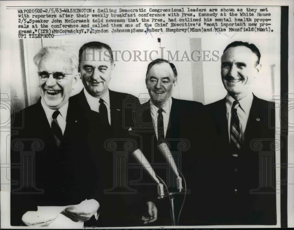 1963 Press Photo Democratic Congressional Leaders At Press Conference - Historic Images