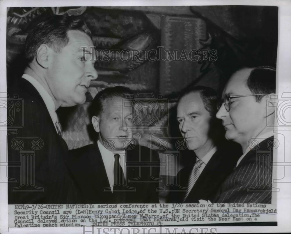 1956 Press Photo Henry Cabot Lodge at United Nations Security Session in N.Y - Historic Images