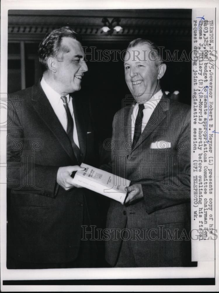 1959 Press Photo NJ Governor Robert Meyner &amp; Senator Thomas Hillary - nee89193 - Historic Images