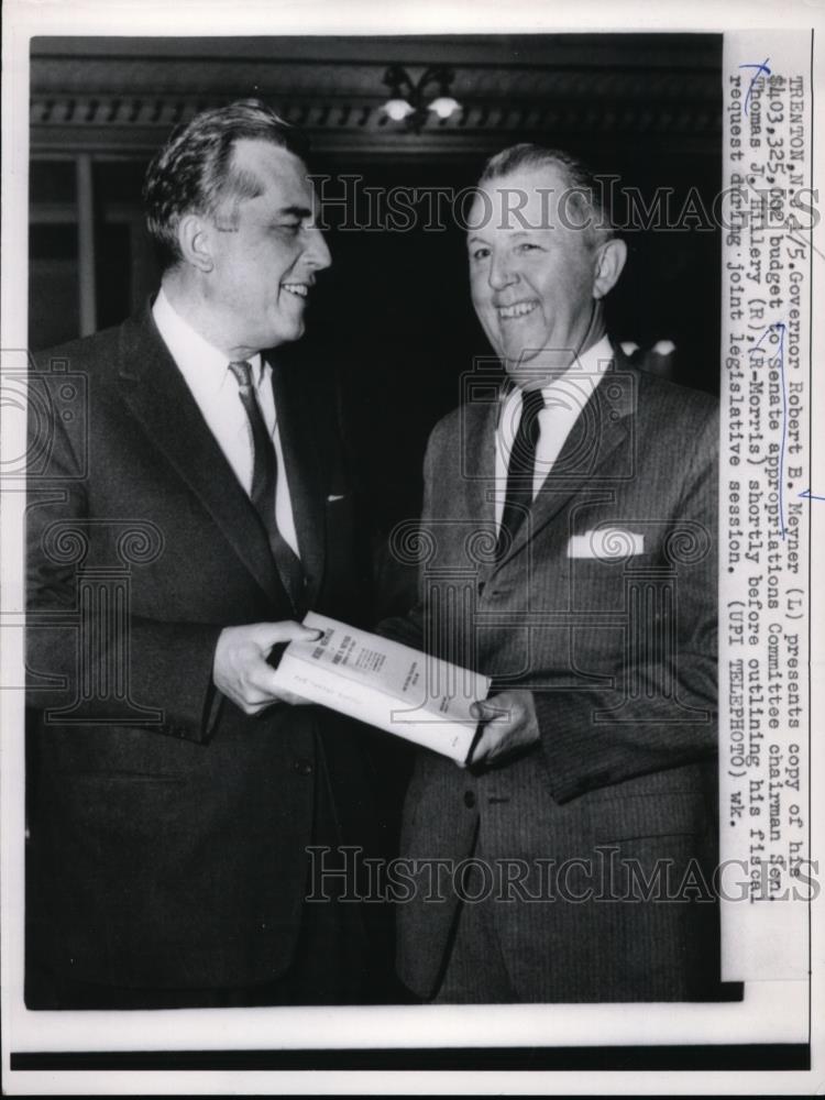 1959 Press Photo NJ Governor Robert Meyner & Senator Thomas Hillary - nee89193 - Historic Images