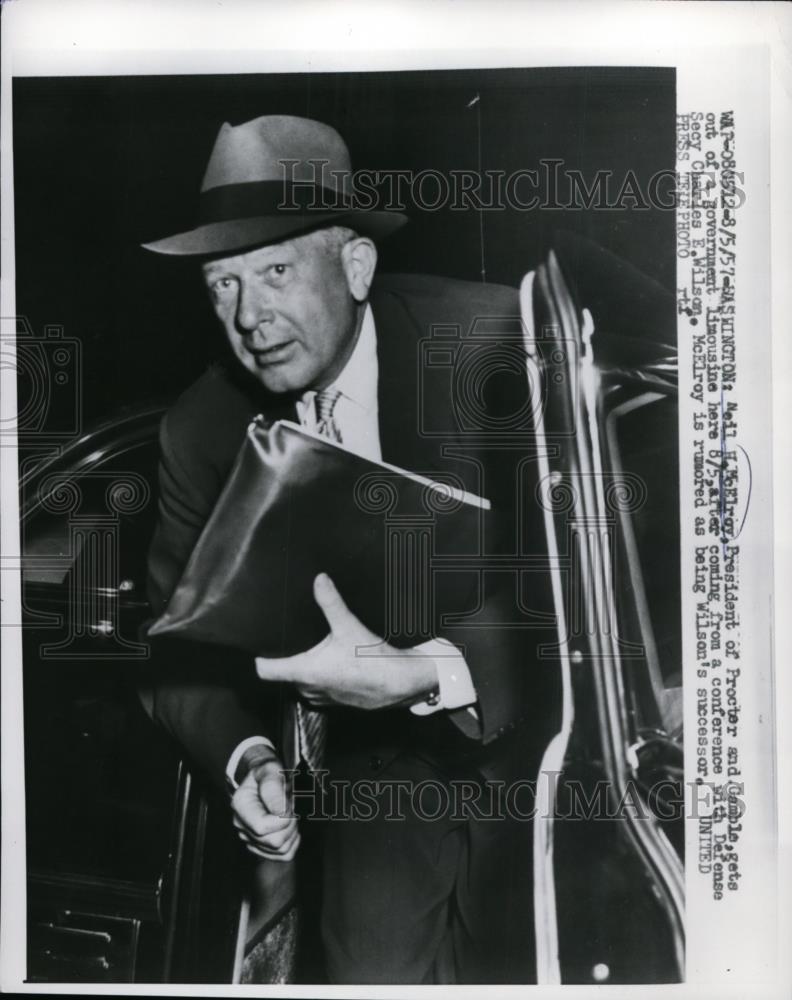 1957 Press Photo Neil McElroy president of Procter &amp; Gamble - nee89216 - Historic Images