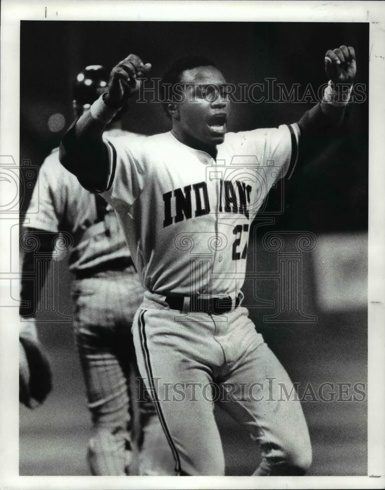 Press Photo Indians baseball player-Mell Hall after the 8th inning - cvb58160 - Historic Images
