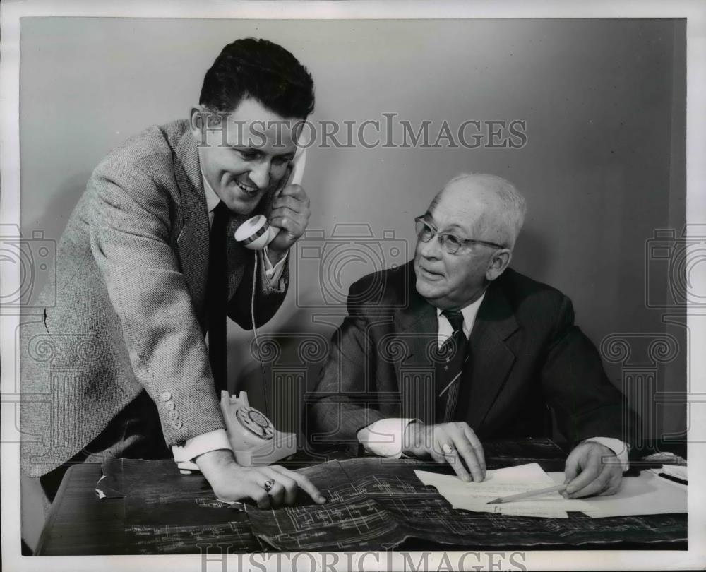 1953 Press Photo Frank A.Kelly Sr. and Frank Jr. of The Bershire Telephone Corp - Historic Images