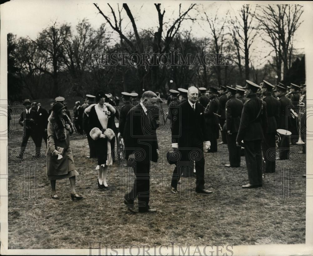 1929 Press Photo Pres.Herbert Hoover inspecting Belgian Royal Band - nee94018 - Historic Images