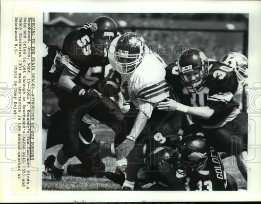Press Photo John F. Kennedy's Tom Paolucci vs Beachwood's Roth-football action - Historic Images