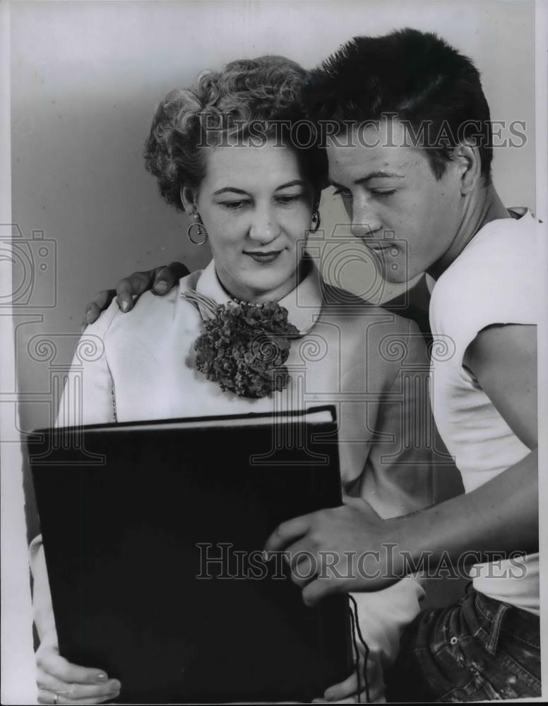 1955 Press Photo Mrs. Joseph Solanios &amp; Son Paul of Euclid - cvb58889 - Historic Images