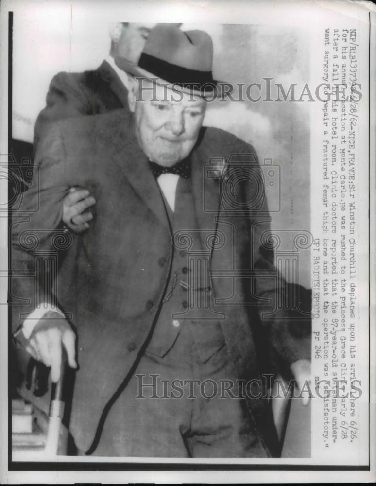 1962 Press Photo Sir Winston Churchill at Monte Carlo for his annual Vacation - Historic Images