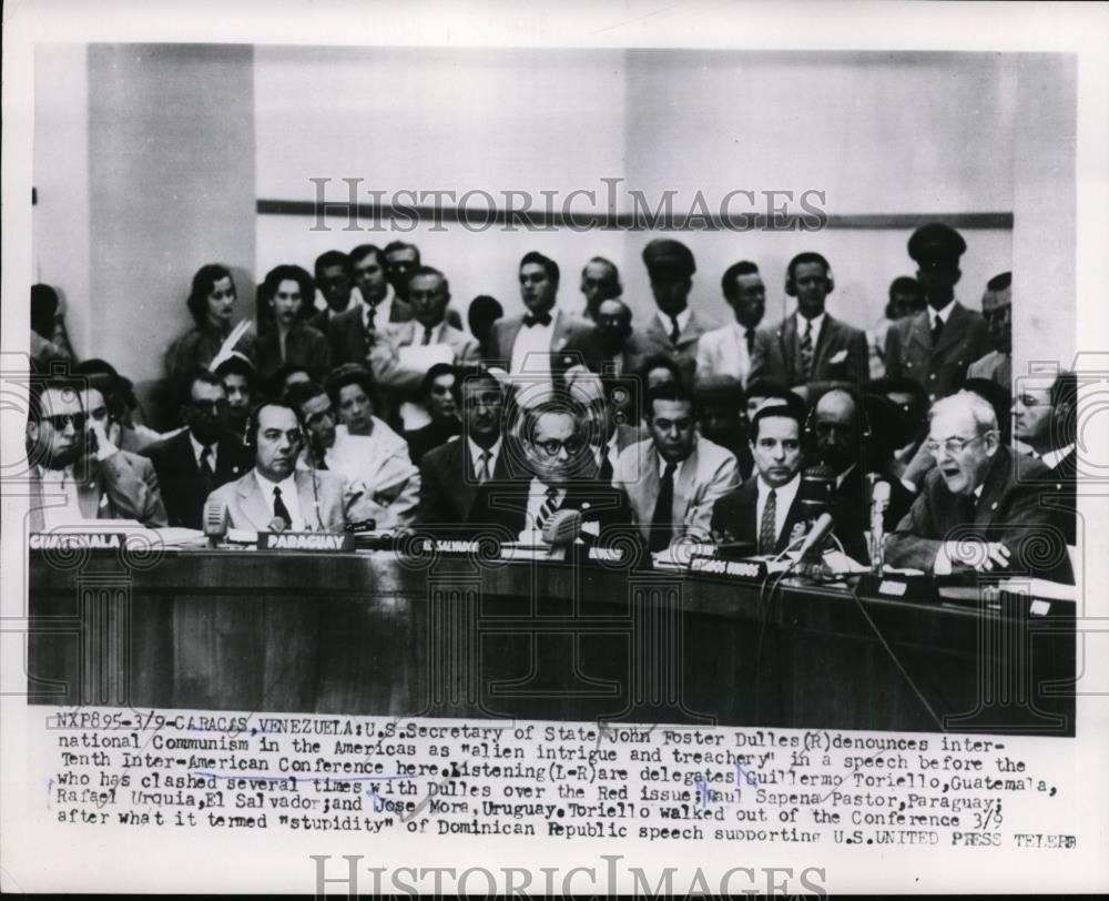 1954 Press Photo Secretary of State John Foster Dulles denounces Communism - Historic Images