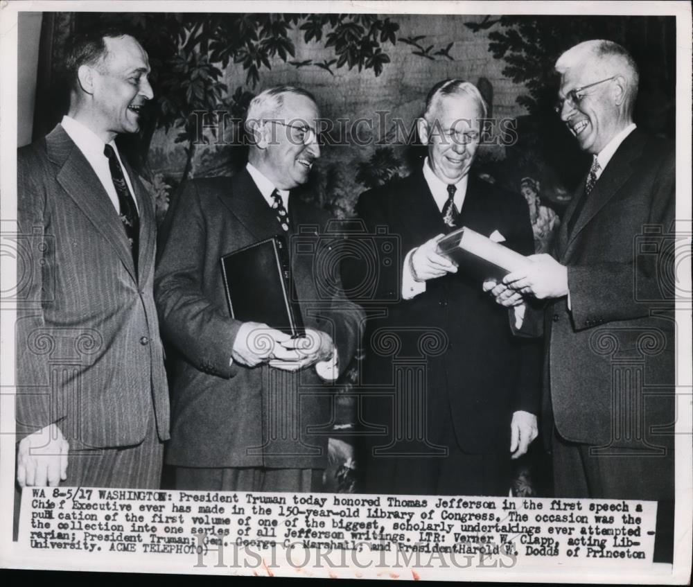 1950 Press Photo President Harry Truman honored Thomas Jefferson - nee94237 - Historic Images