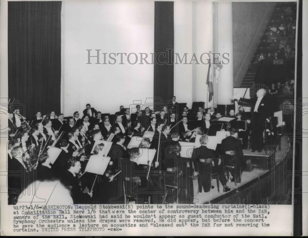 1954 Press Photo Leopold Stokowski Conducting National Symphony Orchestra - Historic Images