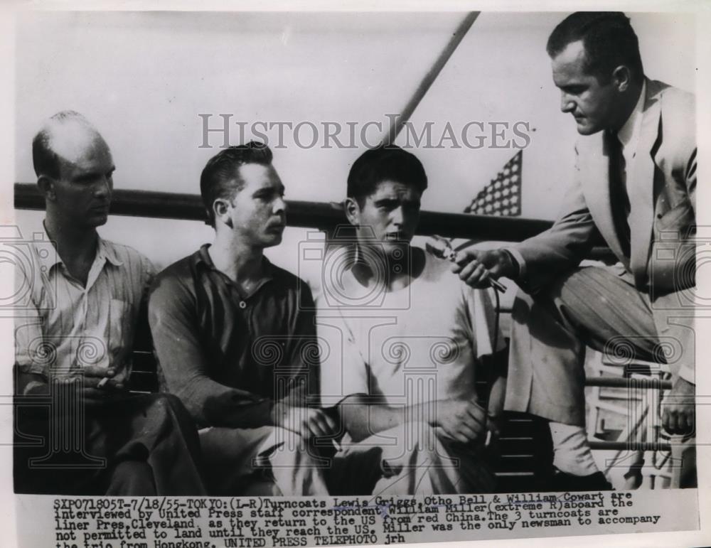 1955 Press Photo Lewis Grigg of Otho Bell &amp; William Cowart interviewed by UPI - Historic Images