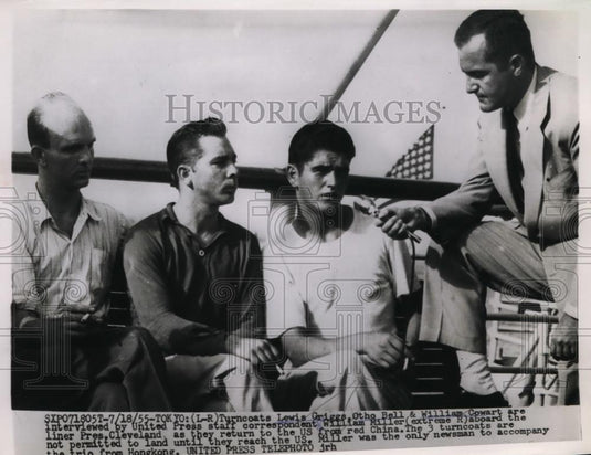 1955 Press Photo Lewis Grigg of Otho Bell & William Cowart interviewed by UPI - Historic Images