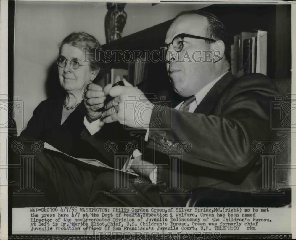 1955 Press Photo Philip Gordon Green Named Director Of Children's Bureau - Historic Images