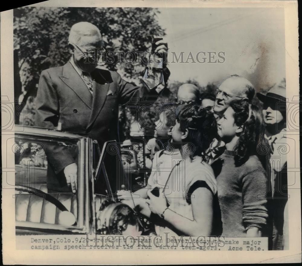 1948 Press Photo Pres,Harry Truman in Denver for Campaign speech - nee95620 - Historic Images