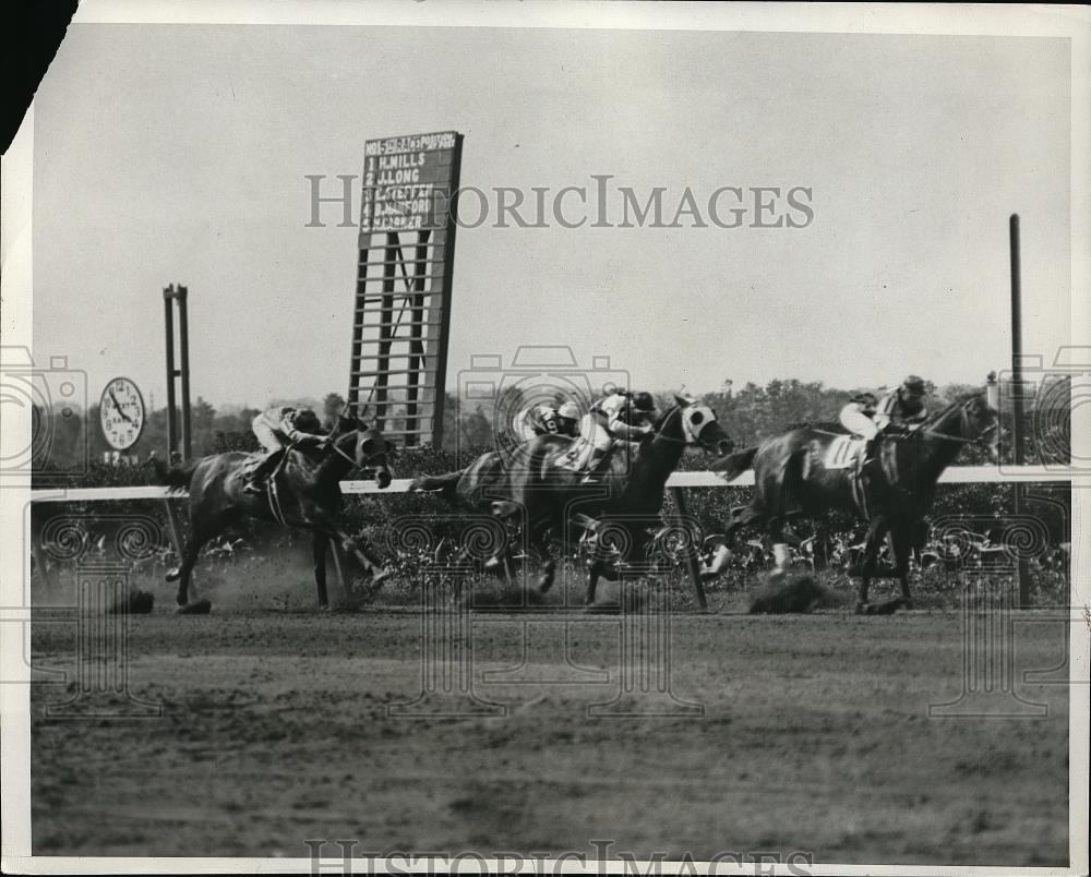 1932 Press Photo Belmont race won by Ha Ha,Carcelona Pete 2nd. Glidelia 3rd - Historic Images