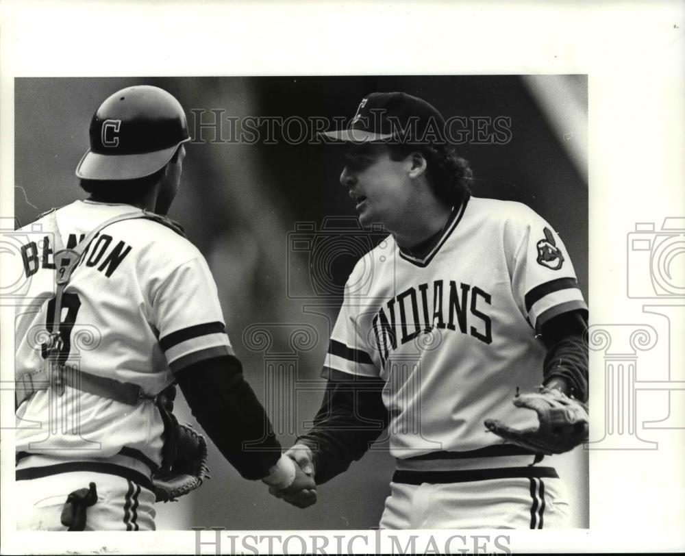 1985 Press Photo Tom Waddell, Butch Benton-Indians baseball players - cvb64231 - Historic Images