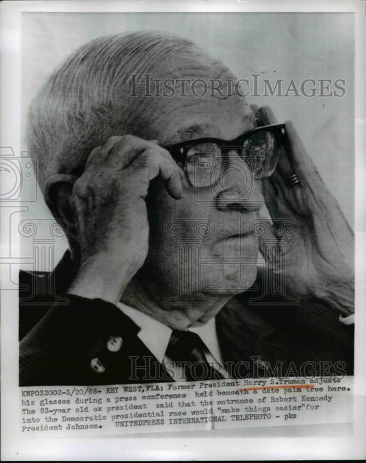 1968 Press Photo Former President Harry Truman During Press Conference - Historic Images