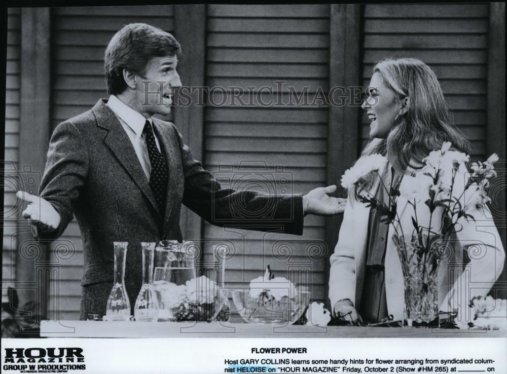 Press Photo Host Gary Collins and Syndicated Columnist Heloise on Hour Magazine - Historic Images