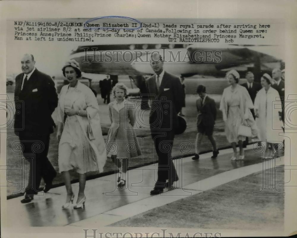 1959 Press Photo Queen Elizabeth II Leads Royal Parade After Canada Tour - Historic Images