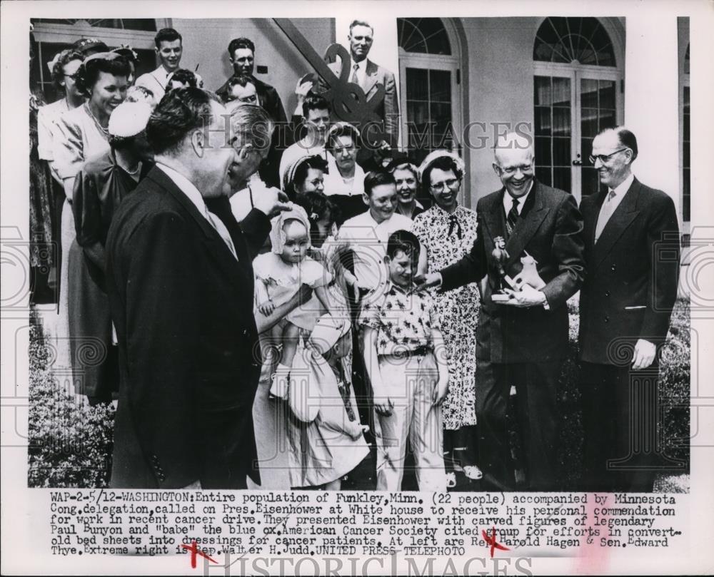 1953 Press Photo Pres.Eisenhower with American Cancer Society Group - nee93606 - Historic Images