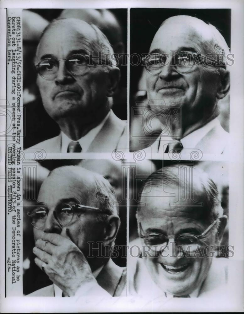 1956 Press Photo Pres.Harry S.Truman during speech at Democratic Convention - Historic Images