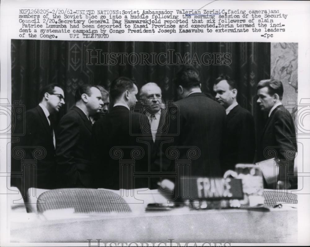 1961 Press Photo Soviet Ambassador Valerian Zorin &amp; members of Soviet bloc - Historic Images