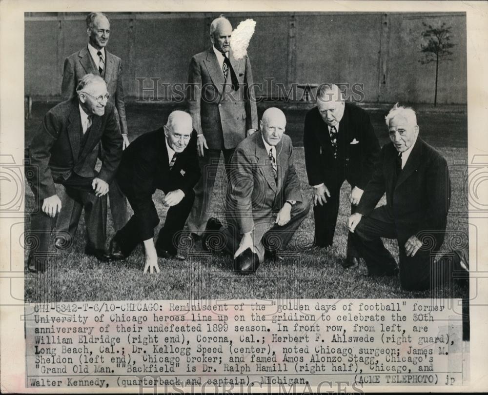 1949 Press Photo Former University of Chicago Football players reunite - Historic Images