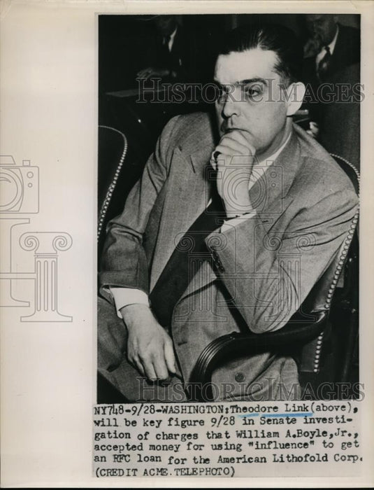 1945 Press Photo Theodore Link In Senate Investigation - nee94976 - Historic Images
