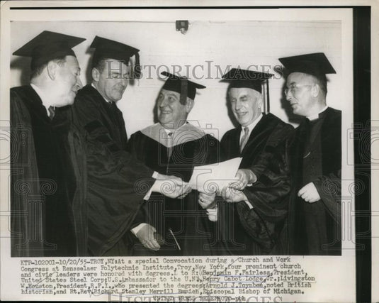 1955 Press Photo Church & Civic leaders presented honorary degrees - nef00441 - Historic Images