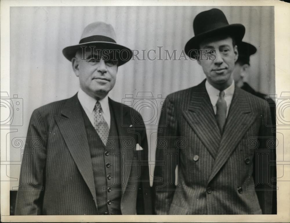 1943 Press Photo Herbert Lehman And Hugh Jackson On Their Arrival - nee94516 - Historic Images