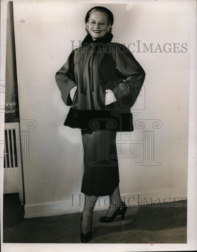1951 Press Photo of fur-lined jacket - nef00033 - Historic Images