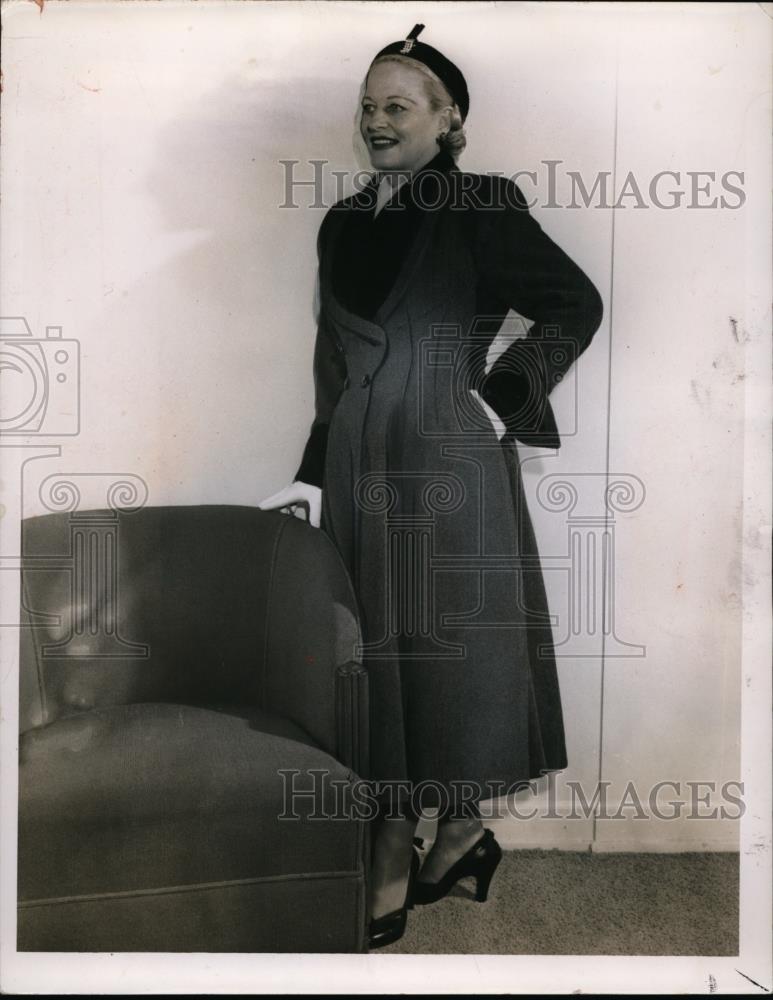 1951 Press Photo Woman modeling Winter Coat - nef00041 - Historic Images