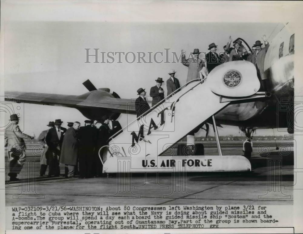 1956 Press Photo About 80 Congressmen left Washington on flight to Cuba - Historic Images
