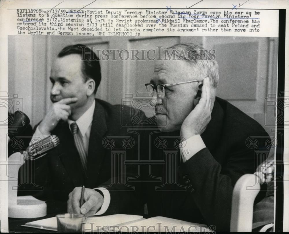 1959 Press Photo Soviet Officials At Big Four Foreign Ministers Conference - Historic Images