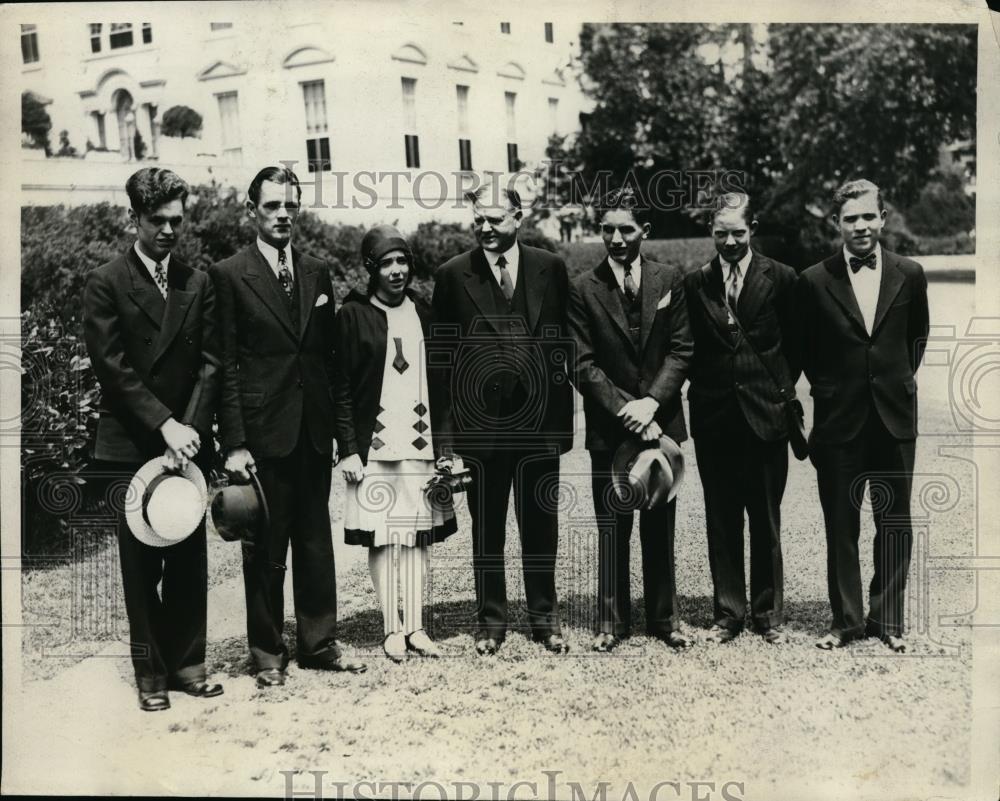 1929 Press Photo Pres.Herbert Hoover with National Oratorical Stars - nee93996 - Historic Images