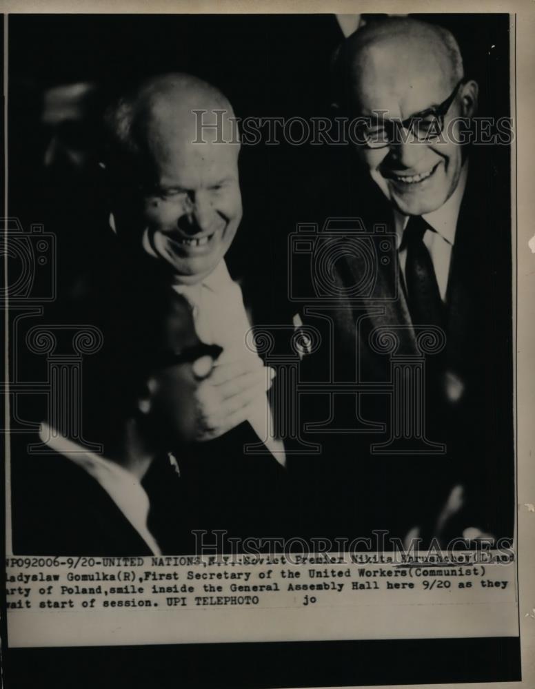 1960 Press Photo Soviet leader Nikita Khrushchev &amp; Ladyslaw Gomulka - nef01119 - Historic Images