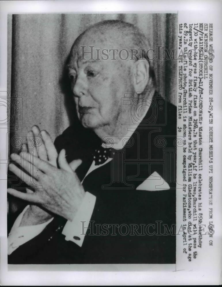 1959 Press Photo Sir Winston Churchill Celebrates His 85th Birthday - nee95871 - Historic Images