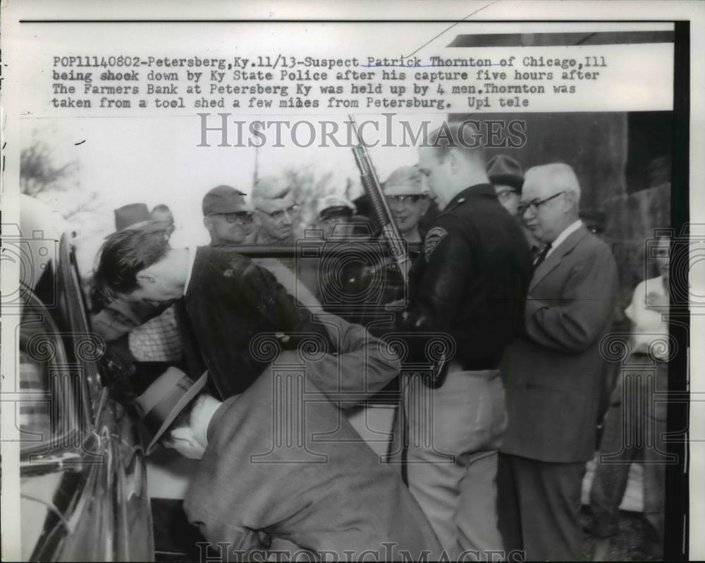 1958 Press Photo Suspect Patrick Thornton Captured by Illinois State Police - Historic Images