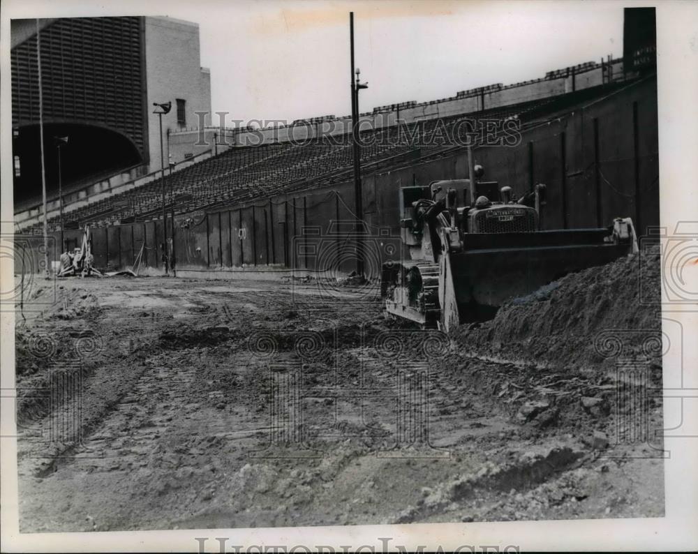 1966 Press Photo Bulldozer clears trees away from bandstand - nef01666 - Historic Images