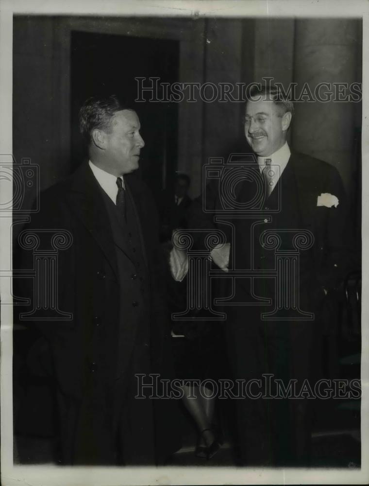 1933 Press Photo Recovery Party Candidate Joseph McKee with WW Aldrich - Historic Images