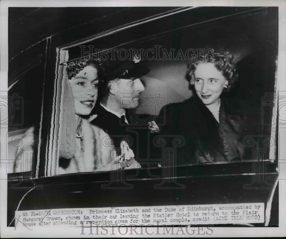 1951 Press Photo Princess Elizabeth &amp; Duke of Edinburgh with Margaret Truman - Historic Images