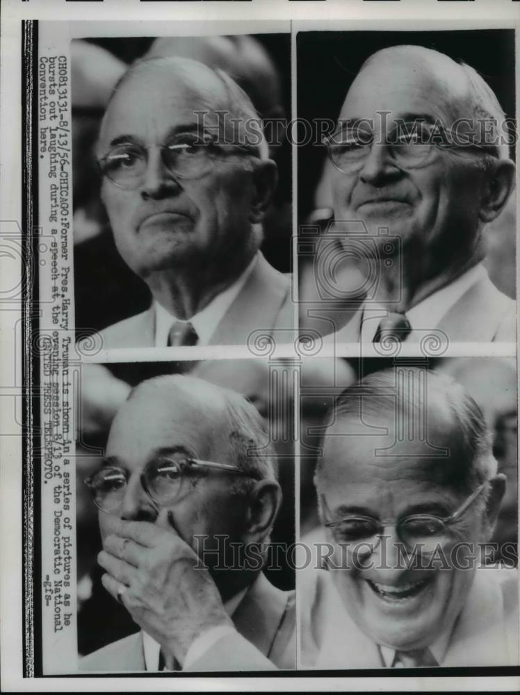 1956 Press Photo Former President Harry Truman In A Series Of Pictures - Historic Images