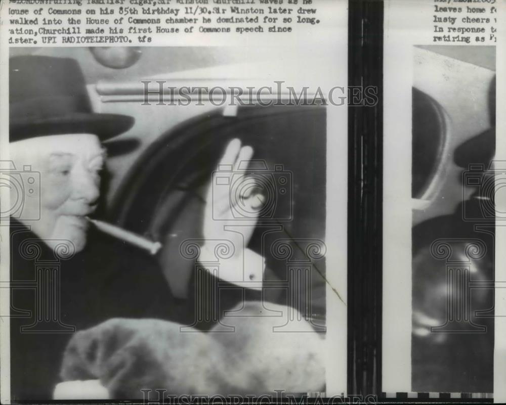 1959 Press Photo Sir Winston Churchilll on his way to House of Commons - Historic Images