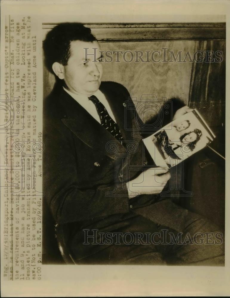 1948 Press Photo Andy Kotwis Of Bridgeport, OH Wishes to Marry Mrs. Demollet - Historic Images