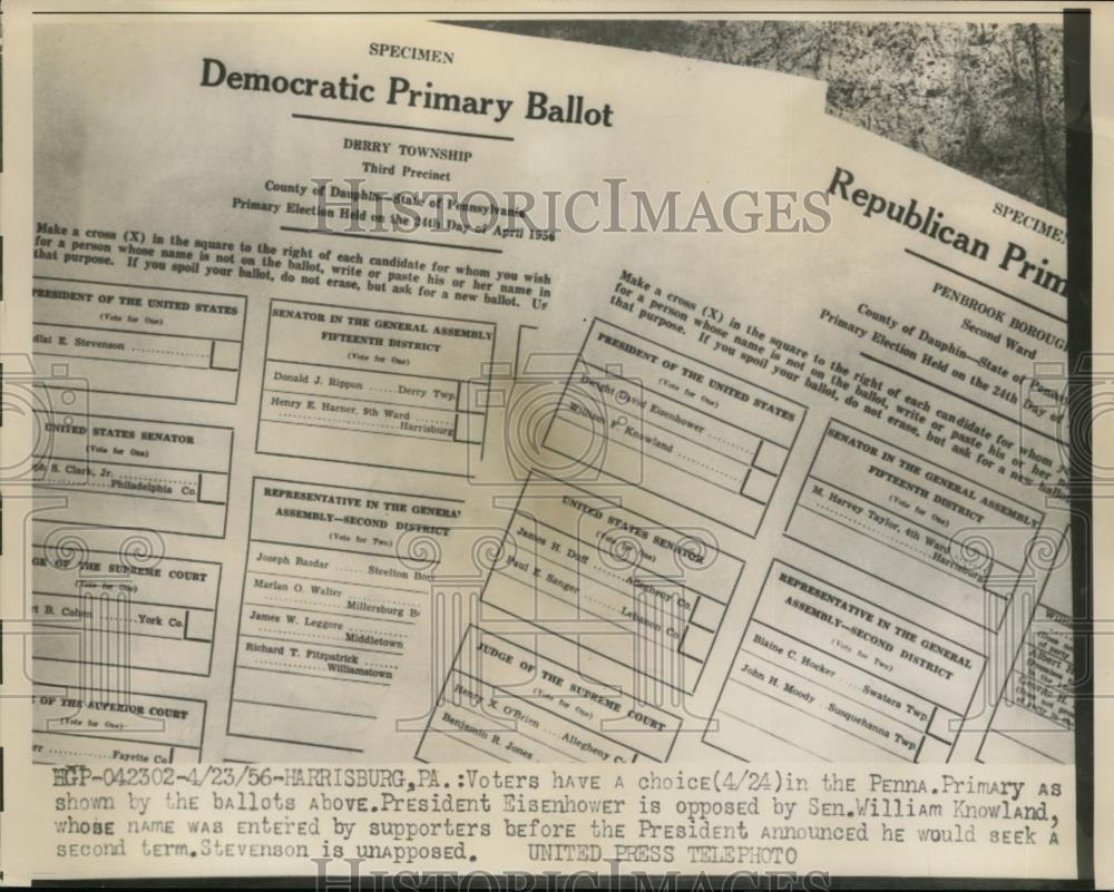 1956 Press Photo Pennsylvania Democratic Primary Ballots - nef00224 - Historic Images