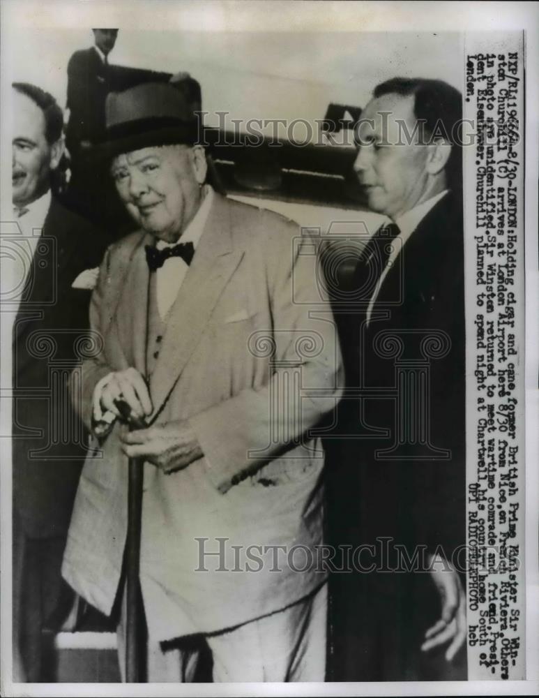 1959 Press Photo Prime Minister Winston Churchill arrived at London Airport - Historic Images