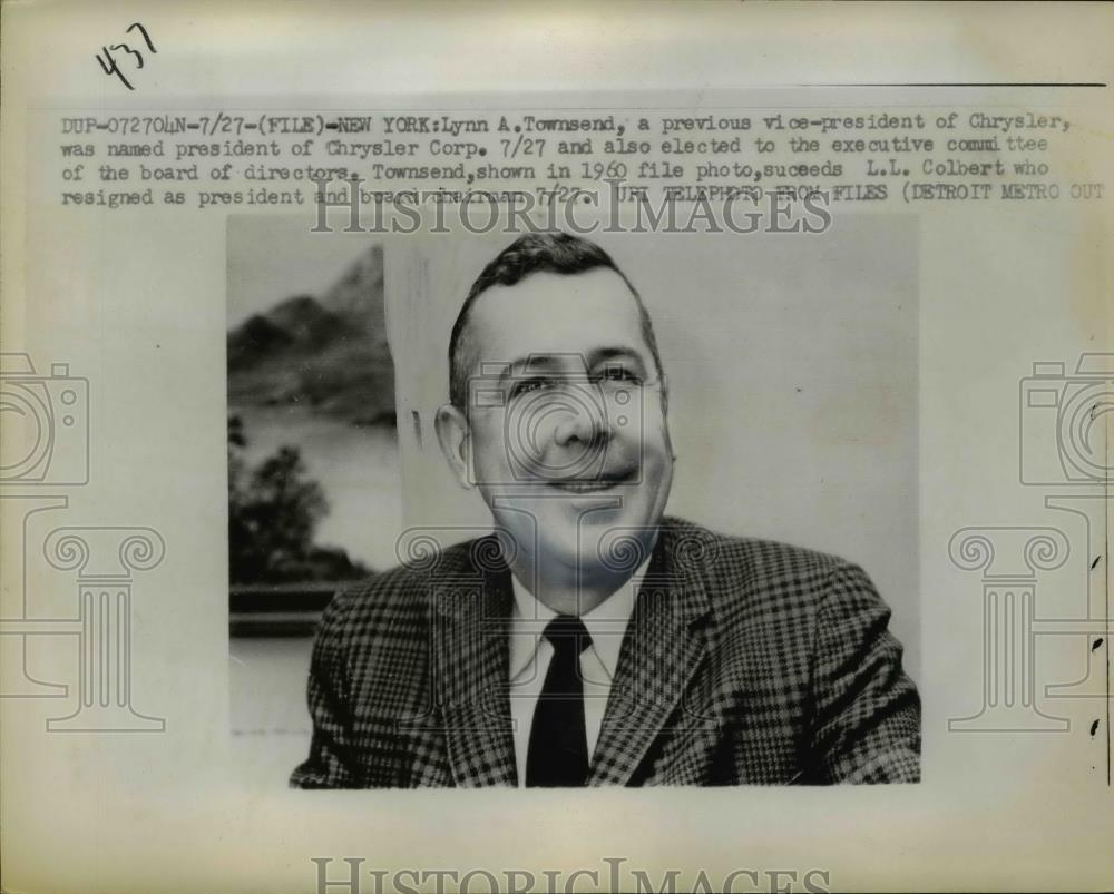 1961 Press Photo Lynn Townsend Was Named The President Of Chrysler Corp - Historic Images