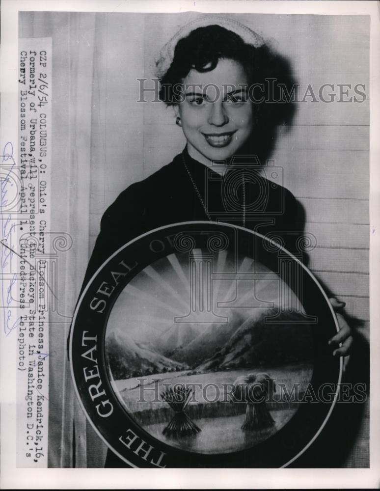 1954 Press Photo Ohio Cherry Blossom Princess Janice Kendrick - nef01215 - Historic Images