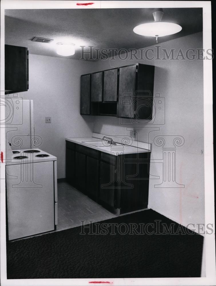 1964 Press Photo Kitchenette in Northfield Agave Apartments - nef00842 - Historic Images