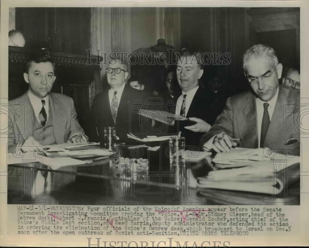 1953 Press Photo Four Officials Of The Voice Of America Appear Before The Senate - Historic Images